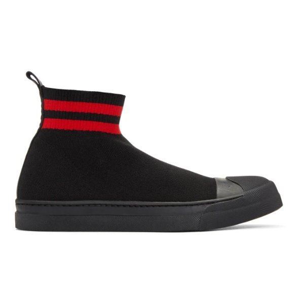 - Black & Red Skater Boot High-Top Sneakers