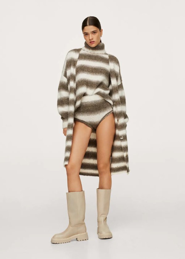 Stripped knit cardigan - Women | MANGO OUTLET USA