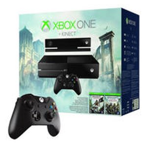 微软Xbox One带Kinect游戏机 + 两部刺客信条游戏 + 再送一个Xbox One无线手柄