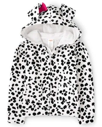 Girls Long Sleeve Spotted Print Puppy Fleece Zip Up Hoodie - Dalmatian Friends | Gymboree