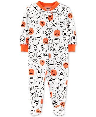 Baby Boys & Girls Pumpkin-Print Footed Cotton Coverall