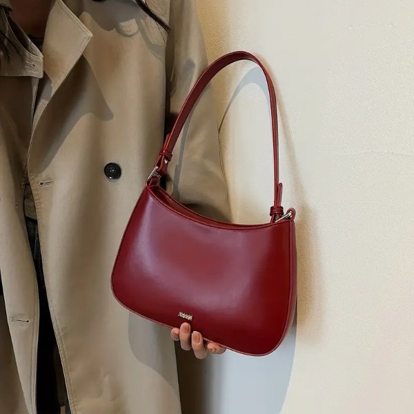 Retro Baguette Bag For Women, Fashion Underarm Purse, Faux Leather Shoulder Handbag