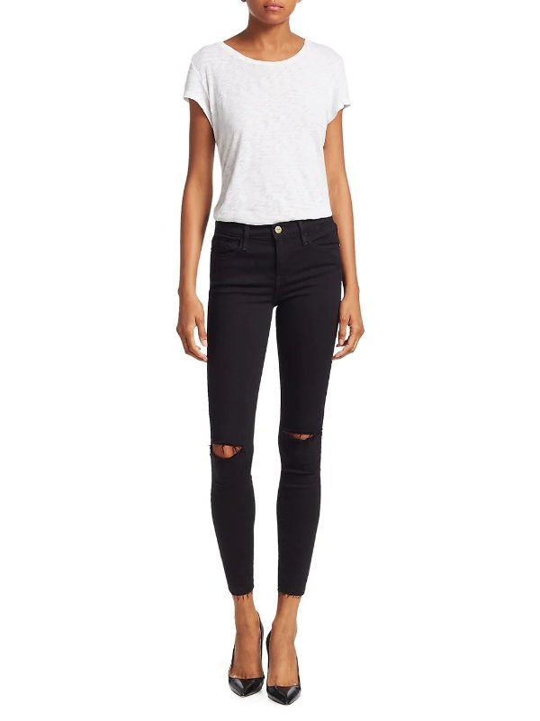 Le Skinny de Jeanne Mid-Rise Distressed Jeans