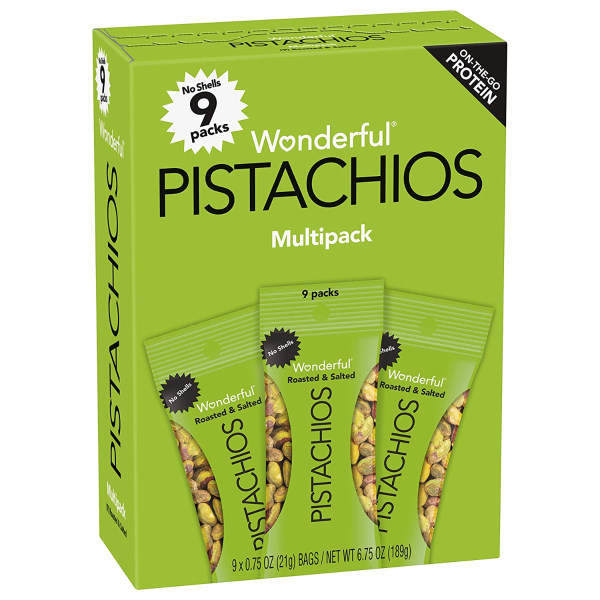Pistachios No Shells Roasted and Salted Nuts, 0.75 Ounce (Pack of 9)