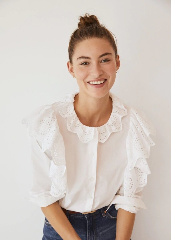 Ruffled cotton blouse - Women | Mango USA