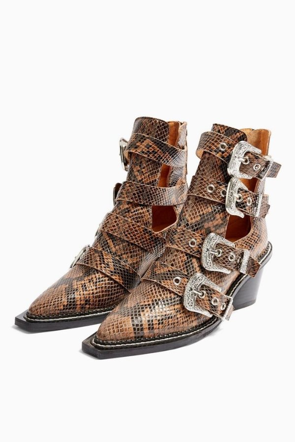 MAGIC Leather Snake Buckle Western Boots