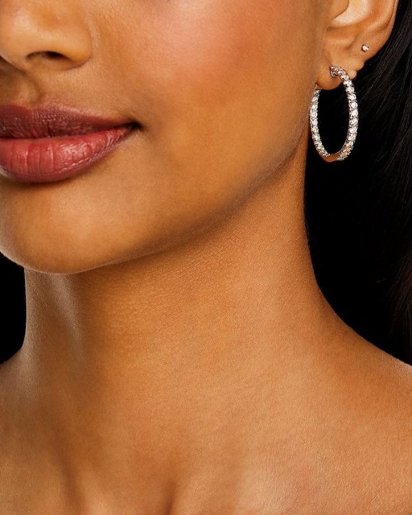 Certified Diamond Inside Out Hoop Earrings in 14K White Gold, 3.00 ct. t.w. - 100% Exclusive