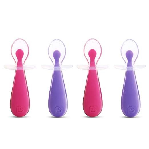 4 Piece Silicone Trainer Spoon, Pink/Purple