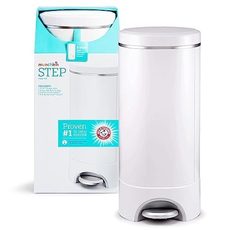 ® Step Diaper Pail Powered by Arm & Hammer, #1 in Odor Control, Award-Winning, Includes 1 Refill Ring and 1 Snap, Seal & toss Bag