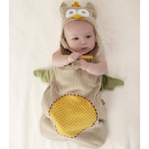Baby Aspen "My Little Night Owl" Snuggle Sack and Cap, 0-6 months