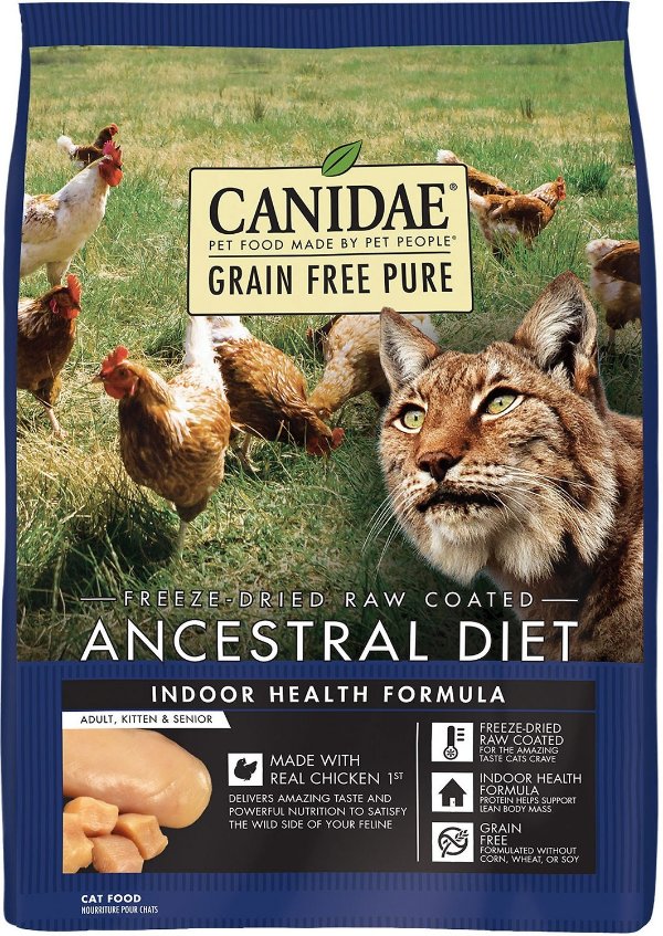 Grain-Free PURE Ancestral Diet Freeze-Dried Raw Coated Indoor Health Formula with Chicken Dry Cat Food, 10-lb bag - Chewy.com