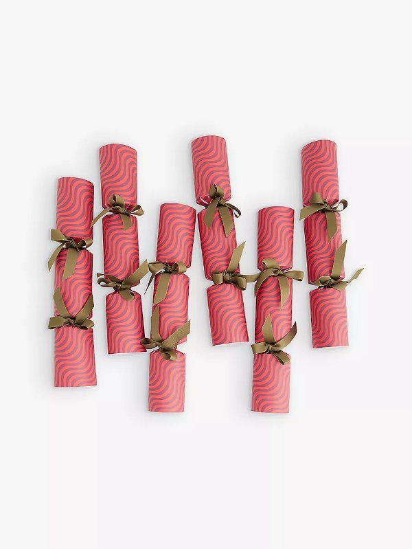 Waves bow-embellished paper Christmas crackers pack of six