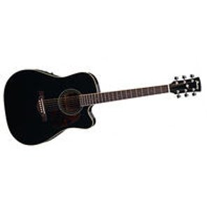 Ibanez Artwood Series AW70ECE Solid Top Dreadnought Cutaway Acoustic-Electric Guitar Black 