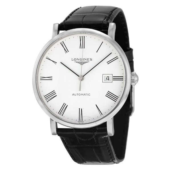 Elegant Automatic White Dial Stainless Steel Men's Watch L49104126