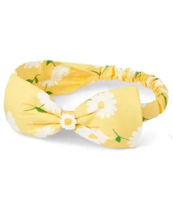Girls Floral Print Bow Headwrap - Sunny Daisies
