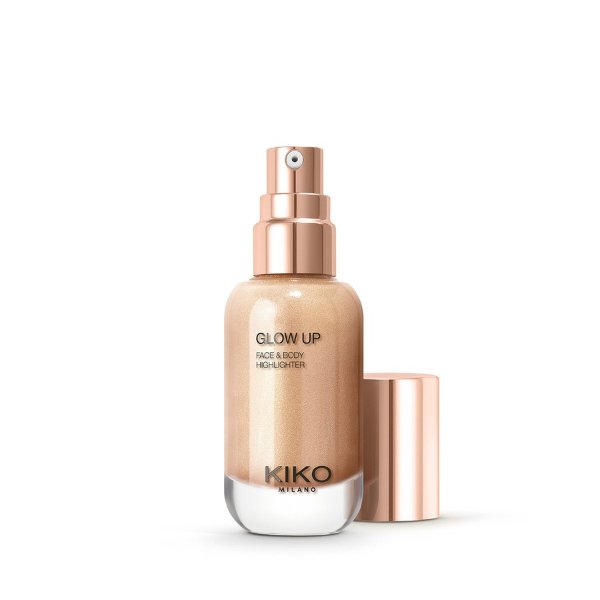 Transfer-proof liquid highlighter with a metallic finish - Glow Up Face And Body Highlighter - KIKO MILANO