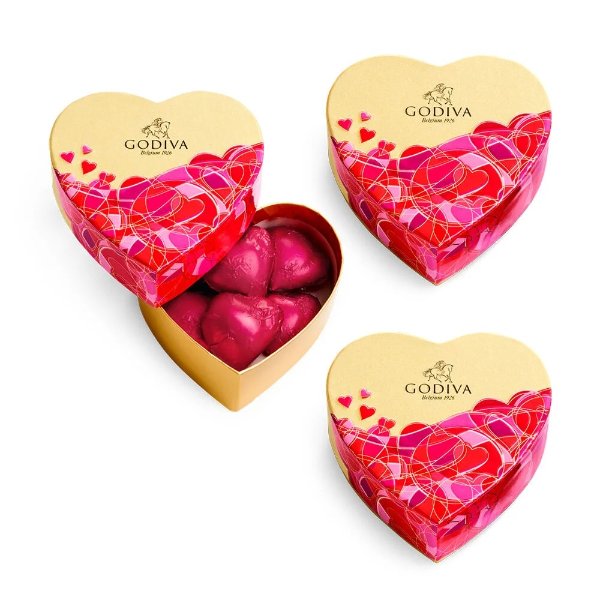 情人节巧克力6颗心形礼盒3件套