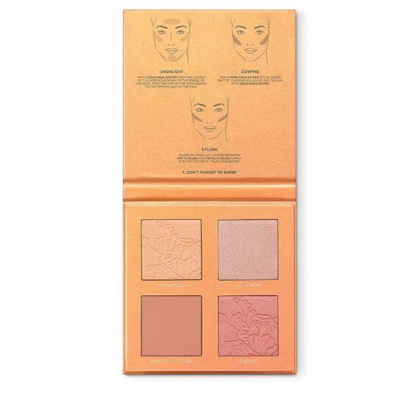 Face palette with 2 highlighters and 2 multi-finish blushes - TUSCAN SUNSHINE FACE PALETTE - KIKO MILANO