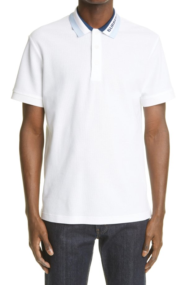 Men's Edney Logo Collar Short Sleeve Pique Polo
