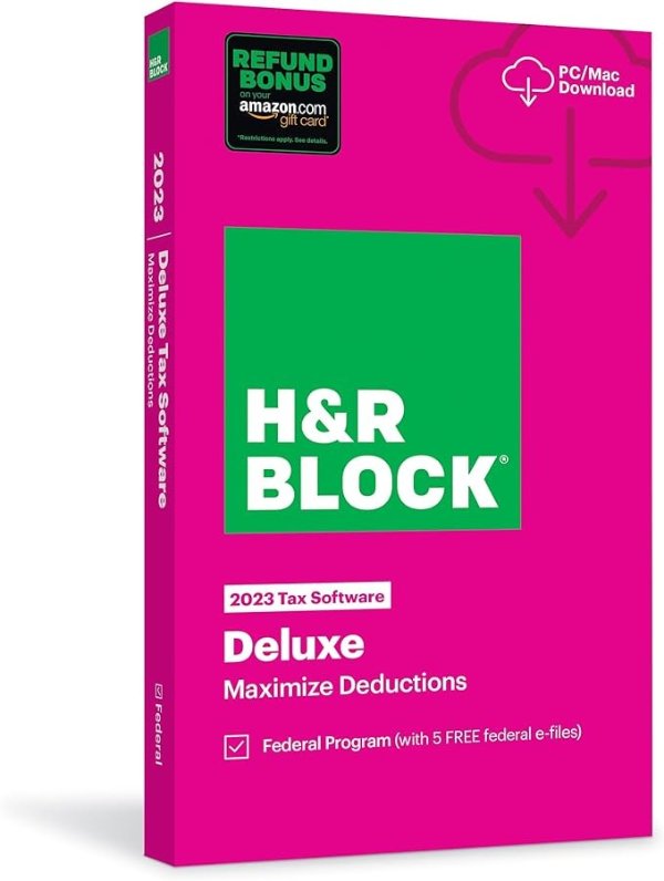 Tax Software Deluxe 2023 with Refund Bonus Offer (Amazon Exclusive) (Physical Code by Mail)