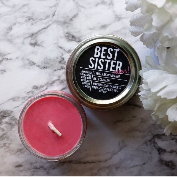 Best Sister Ever Candle Sister Scented Candle Gift for | Etsy