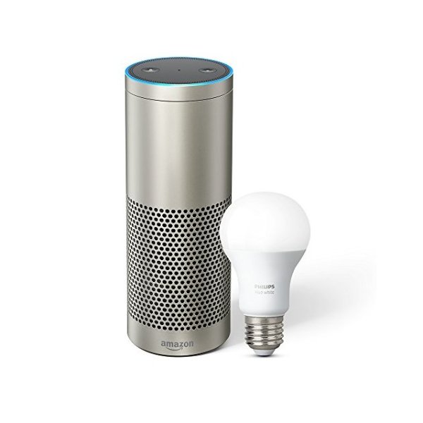 Echo Plus with built-in Hub – Silver + Philips Hue Bulb included