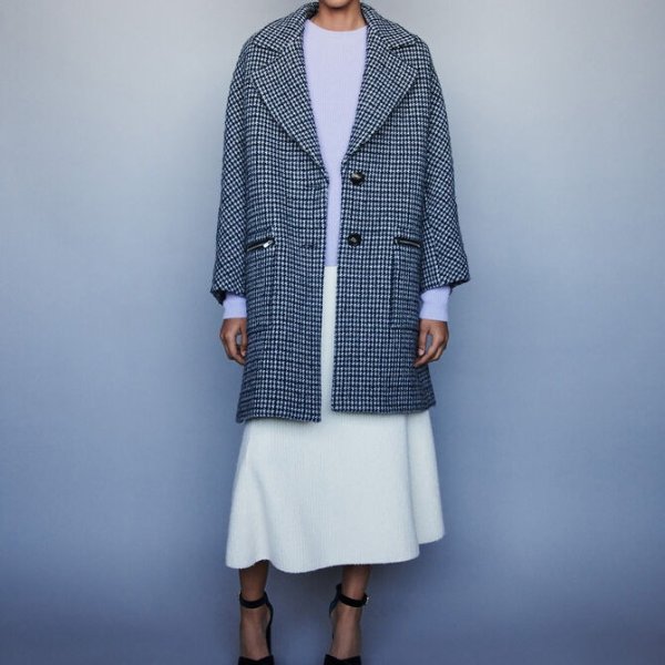 119GARLY Plaid coat with zipped pockets