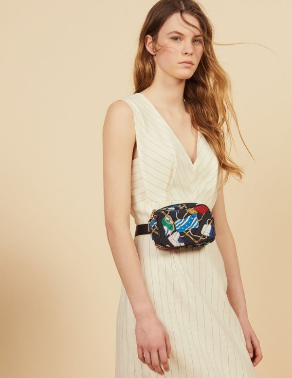 Midi-length pinstripe dress