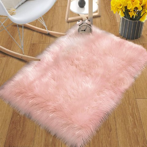 ORINOVA 可爱粉色毛绒地垫 24x35寸