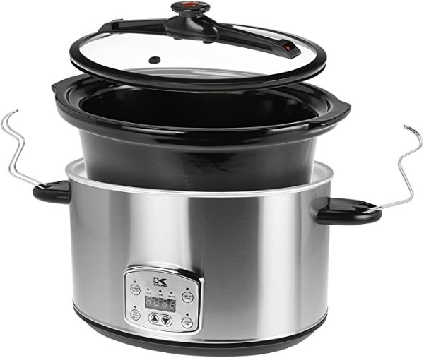 8 Quart Slow Cooker, Digital Programmable Oval Cook and Carry, Stainless Steel