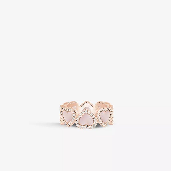 Full Heart 18ct rose gold-plated metal alloy and cubic zirconia ring