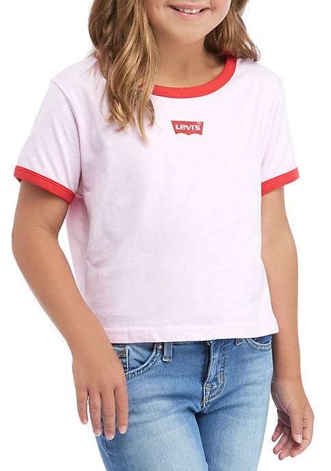 Girls 7-16 Short Sleeve Mini Batwing Ringer Graphic T-Shirt