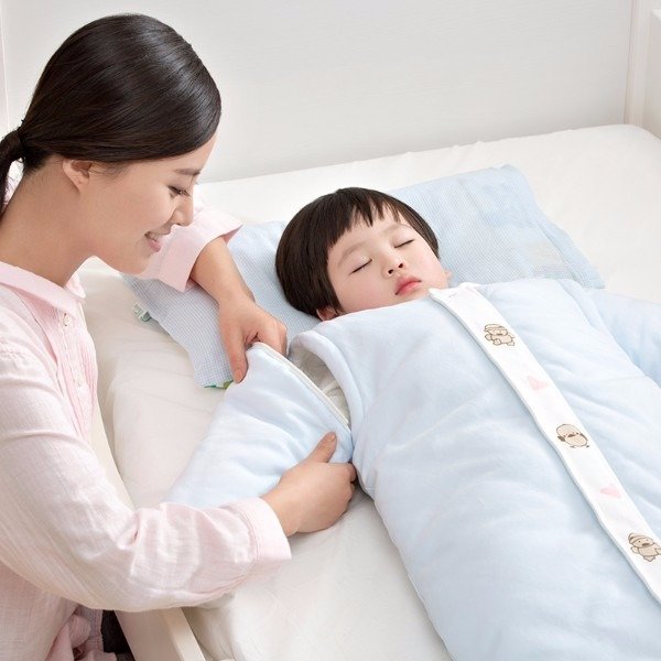 婴幼儿夹棉针织长袍睡袋 如意蓝兔 110x49cm 1件装