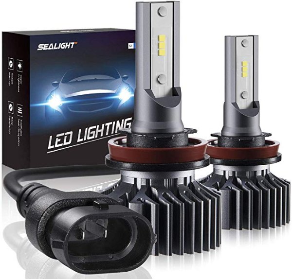SEALIGHT H11/H8/H9 LED Headlight Bulbs Conversion Kit, S1 Series 12x CSP Chips Low Beam/Fog Light Bulb - 6000LM 6000K White