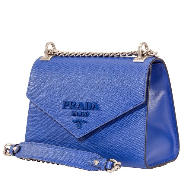 Monochrome Saffiano Shoulder Bag- Blue