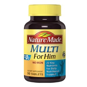 Nature Made Multi for Him Tablets w. D3-22 Essential Vitamins & Minerals 90 Ct