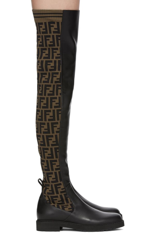 Brown & Black 'Forever Fendi' Tall Boots