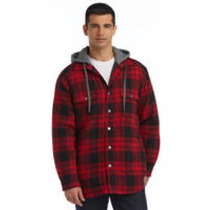 Craftsman Men's Hooded Plaid Flannel Shirt Jacket 