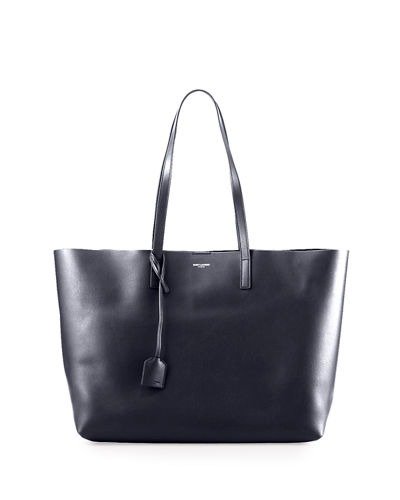 Large East-West Leather Shopper Bag