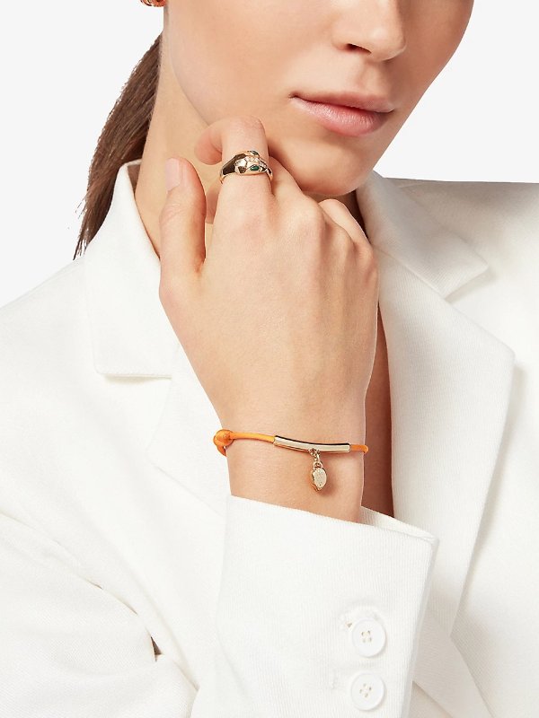 Serpenti Forever cord and gold-plated brass bracelet