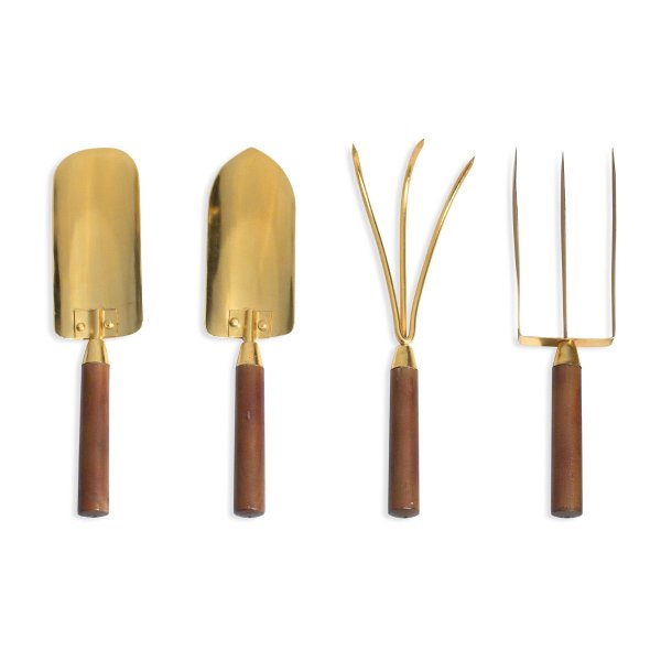 Botanic Gold-Plated Garden Tools - Set of 4 with Wooden Box