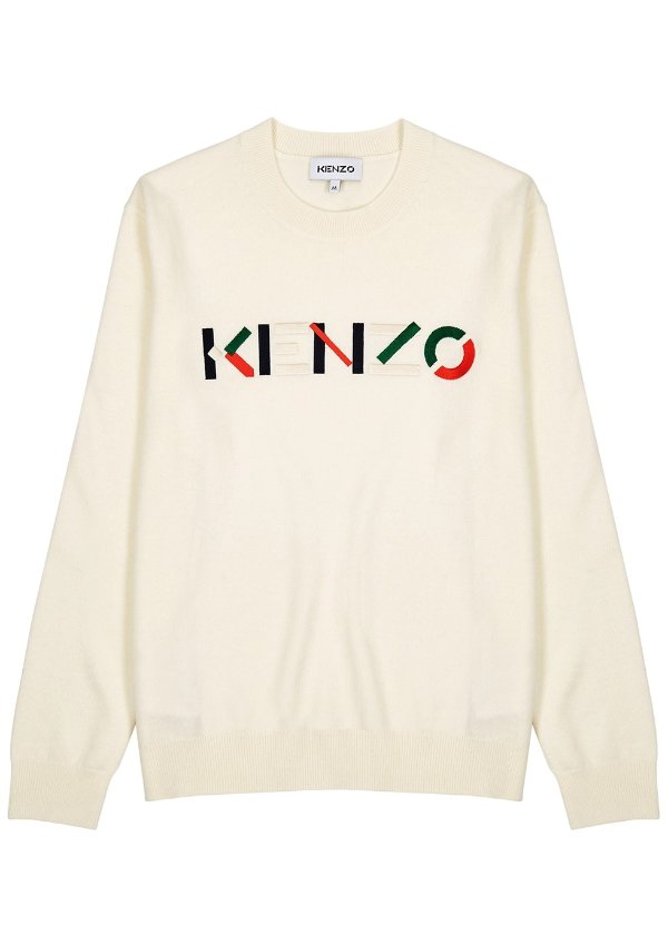 Off-white logo-embroidered wool jumper