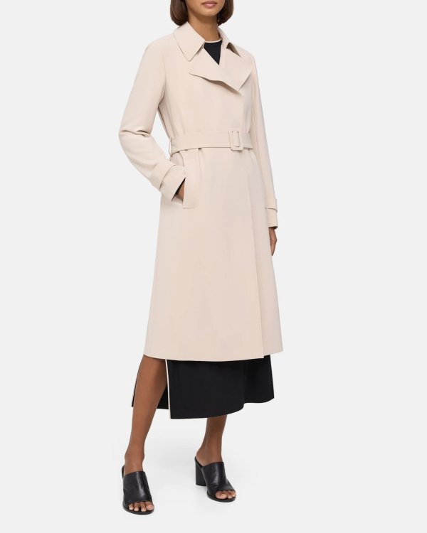 Relaxed Short Trench Coat in Crepe