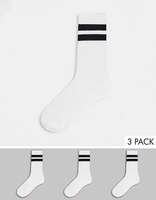 Eleven 3 pack socks pack in white with black stripe