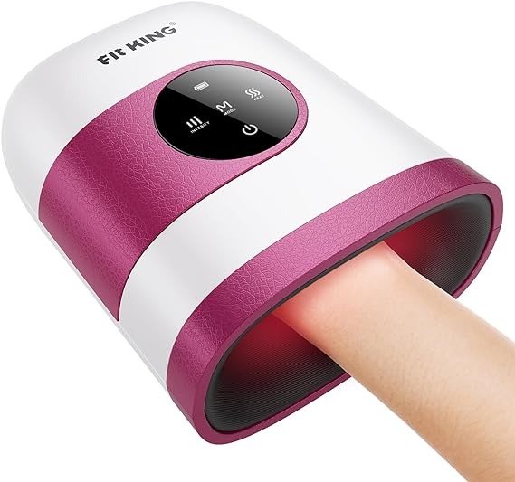 FIT KING Hand Massager with Heat for Hand Massage and Circulation - Cordless & Portable & Touch Screen - Ideal Gifts for Women Mom Wife Friends - FSA HSA Eligible
