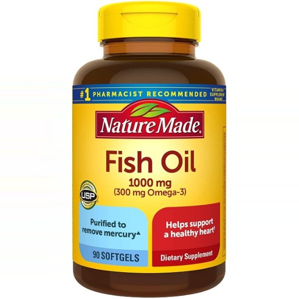 Fish Oil 1000 mg, 90 Softgels, Fish Oil Omega 3 Supplement For Heart Health