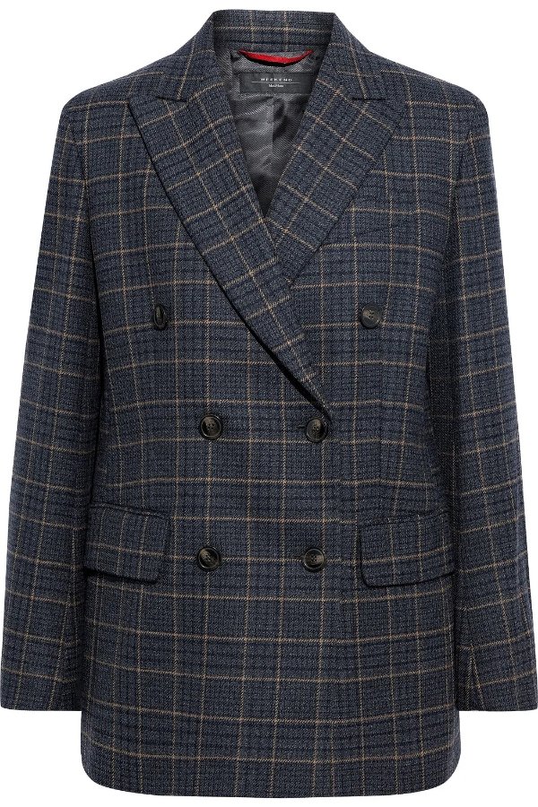 Campus double-breasted checked wool blazer