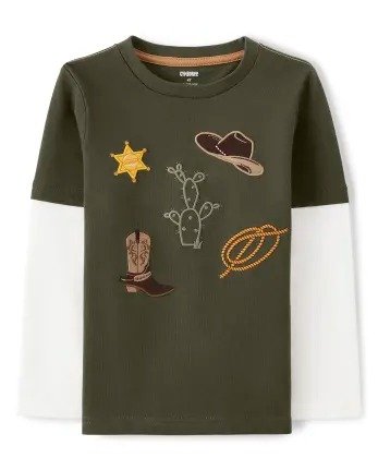 Boys Long Sleeve Embroidered Cowboy Layered Top - County Fair | Gymboree - TENT