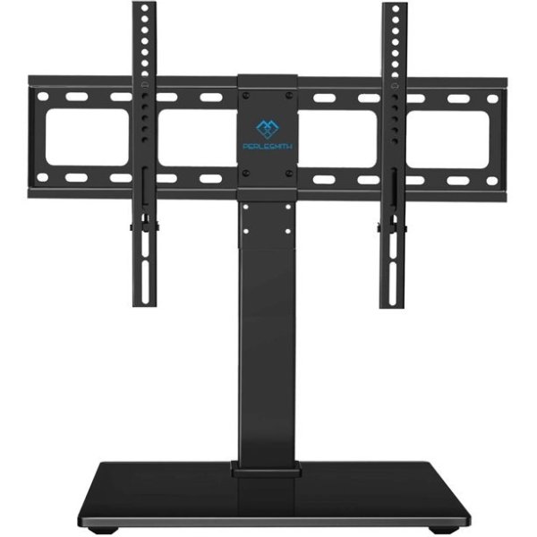 PERLESMITH Universal 电视支架 - Table Top TV Stand for Most 37-65 inch LCD LED TVs with Tempered Glass Base, Holds up to 88 lbs