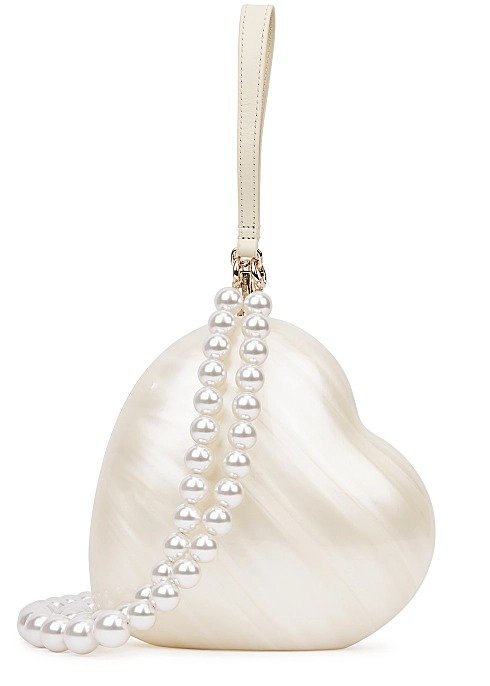 Ivory heart Perspex clutch